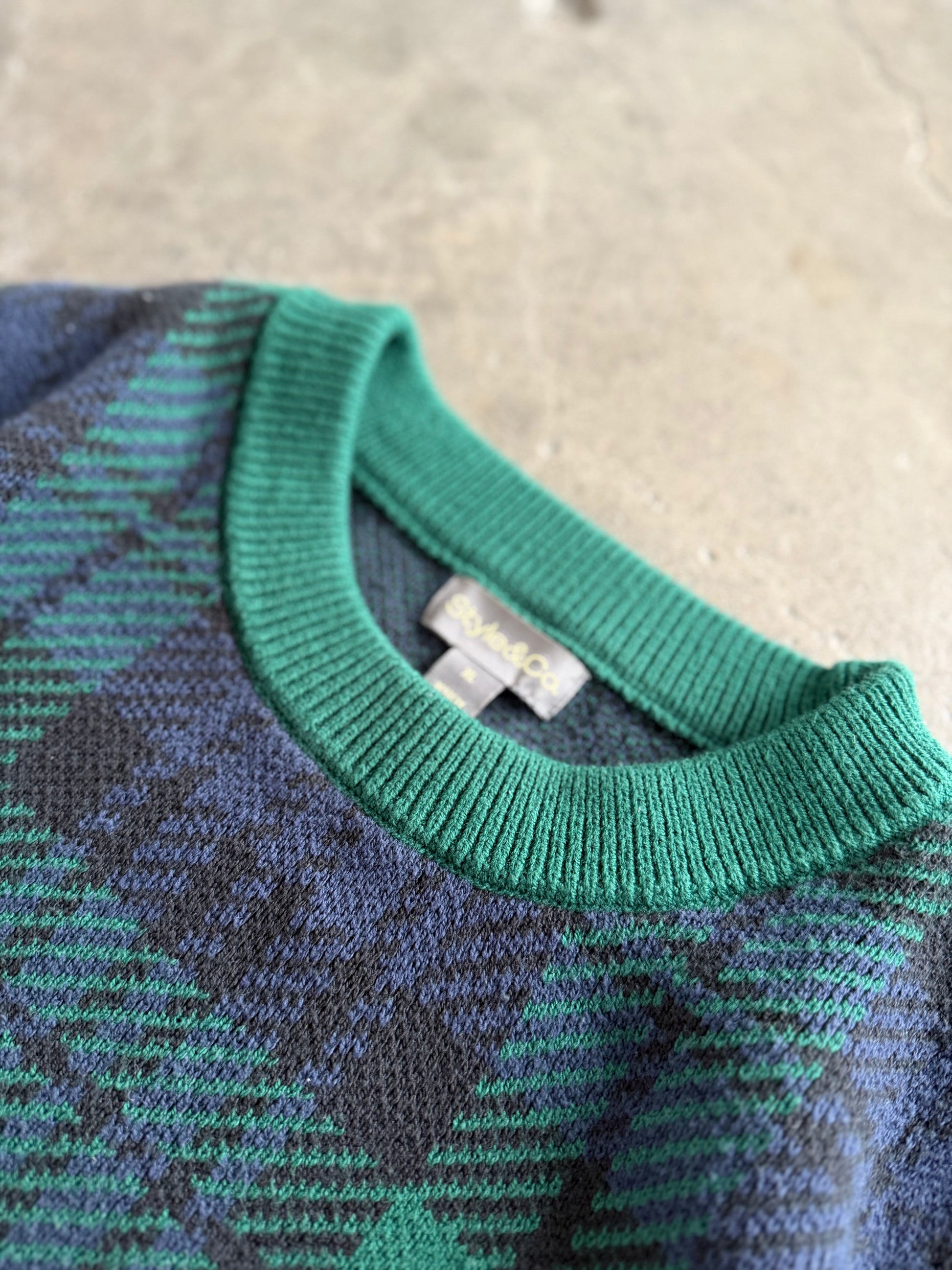 Vintage plaid knit sweater