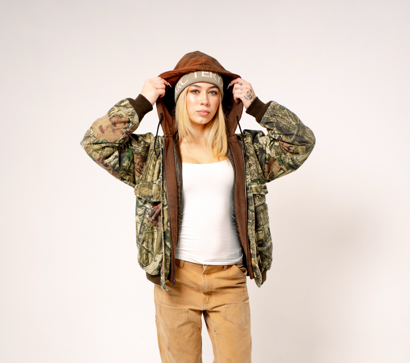 Vintage Camo Hooded Jacket - L